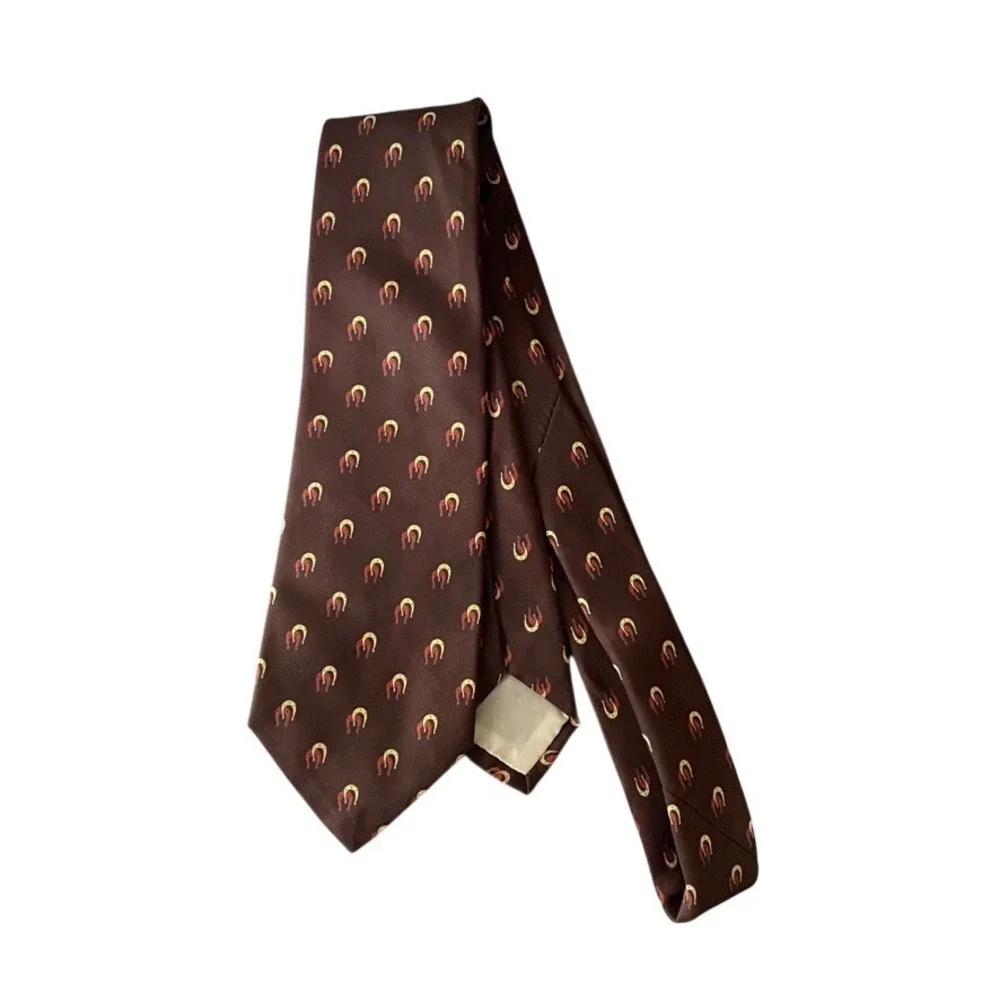 Brooks Brothers Makers Silk‎ Tie Brown Horseshoe Print Made In England
